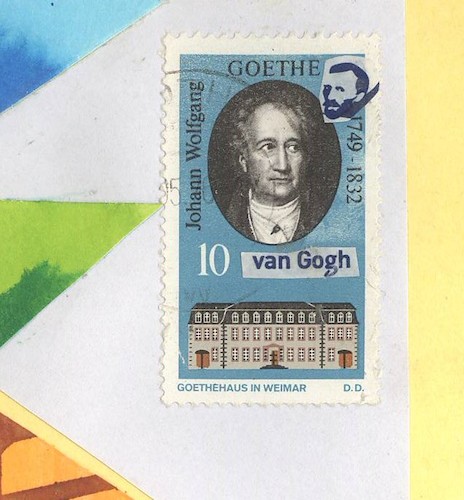 Cartoon: Vincent van Gogh postage stamp 3 (medium) by Kestutis tagged vincent,postage,stamp,goethe,mail,art,kestutis,lithuania