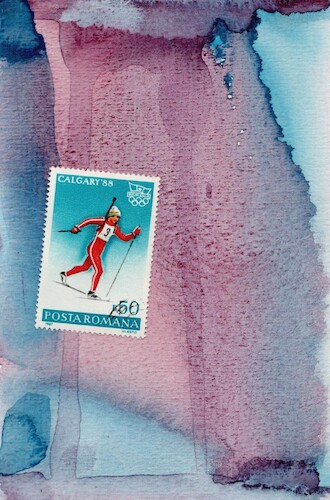 Cartoon: Winter sports. Figure skiing (medium) by Kestutis tagged winter,sport,figure,skiing,skis,dada,postcard,art,kunst