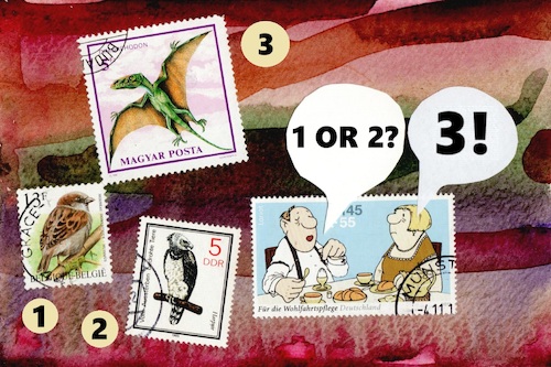 Cartoon: Eating an egg (medium) by Kestutis tagged egg,stamp,stories,loriot,kestutis,lithuania,art,kunst,dada,postcard