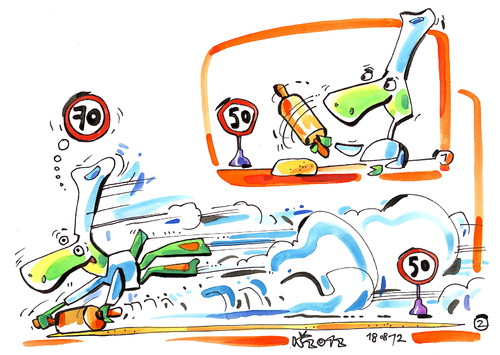 Cartoon: IMPROVED RECIPE (medium) by Kestutis tagged speed,adventure,lithuania,siaulytis,kestutis,chef,cook,kitchen,food,turtle,comic,strip,pirate,recipe,improved,road,signs