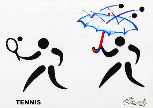 Cartoon: Interpretation of signs. Tennis (medium) by Kestutis tagged interpretation,kestutis,lithuania,paris,2024,sports,olympic,games,signs,tennis