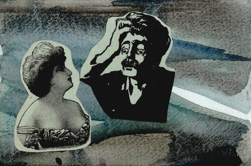 Cartoon: Nightmare dream (medium) by Kestutis tagged nightmare,dream,collage,music,kestutis,lithuania,art,kunst,man,woman,dada,graphic,novel