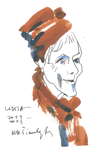 Cartoon: Poetess Lidija (medium) by Kestutis tagged sketch,kestutis,lithuania