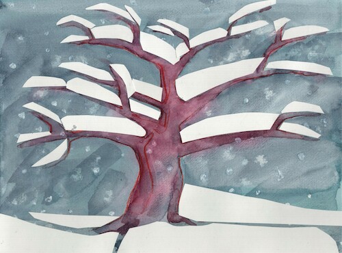Cartoon: Tree Snow and Blues (medium) by Kestutis tagged tree,snow,blues,music,kestutis,lithuania,dada,aqua