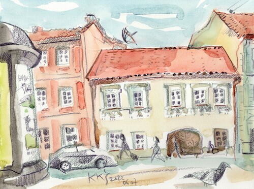 Cartoon: Vilnius in the summer 2 (medium) by Kestutis tagged sketch,vilnius,kestutis,lithuania