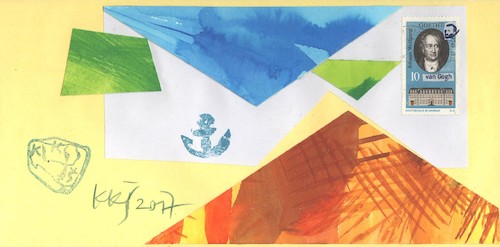 Cartoon: Vincent van Gogh postage stamp 3 (medium) by Kestutis tagged vincent,postage,stamp,goethe,mail,art,kestutis,lithuania
