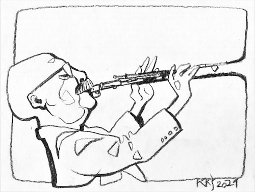 Cartoon: Vytautas Labutis (medium) by Kestutis tagged jazz,musician,kestutis,lithuania