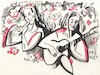 Cartoon: Actresses Saule and Greta (small) by Kestutis tagged actresses,theater,music,guitar,kestutis,lithuania