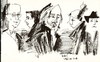 Cartoon: Artists in exhibition opening (small) by Kestutis tagged sketch,kestutis,lithuania,vilnius,artist