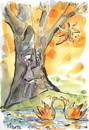 Cartoon: AUTUMN. HERBST. RUDUO (small) by Kestutis tagged maple,autumn,herbst,bird,vogel,ahorn,kestutis,siaulytis,lithuania,nature,tree,baum,blatt,leaf,swan,tear,reißen,schwan