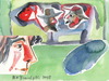 Cartoon: Cow cowboy and girl (small) by Kestutis tagged cow cowboy girl watercolor western kunst art kestutis lithuania