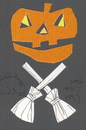Cartoon: Halloween Postcard (small) by Kestutis tagged halloween,postcard,pumpkin,pirate,broom,kestutis,lithuania,dada