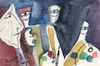 Cartoon: Human and three artists (small) by Kestutis tagged human,artists,painter,dada,postcard,art,kunst,kestutis,lithuania