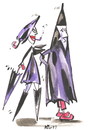 Cartoon: MAINTAINED STYLE (small) by Kestutis tagged style,umbrella,regenschirm,woman,fashion,man,autumn,herbst