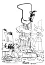 Cartoon: Penguin flies to Santa Claus (small) by Kestutis tagged 2012,dezember,21,penguin,santa,claus,gifts,south,pole,summer,rocket,kestutis,weihnachten,christmas,antarctica