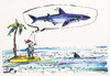 Cartoon: Pirate adventure (small) by Kestutis tagged pirate adventure shark sea meer ocean kestutis lithuania island desert