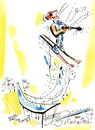 Cartoon: Ski jumping. Lark effect (small) by Kestutis tagged winter,sports,olympic,sochi,2014,ski,jumping,bird,effect,guitar,music,kestutis,lithuania
