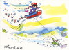 Cartoon: Snowboarding. Dwarf kite (small) by Kestutis tagged snowboarding dwarf kite snow mountains winter sports olympic sochi 2014 kestutis lithuania