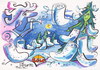 Cartoon: Snowstorm decorates a fir tree (small) by Kestutis tagged fir winter snow socks dezember christmas weihnachten kestutis santa claus nature