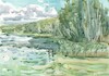 Cartoon: Summer by the lake 4 (small) by Kestutis tagged summer lake watercolor art kunst kestutis lithuania