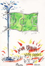 Cartoon: VIVA FUTBOL! HURRAY FOOTBALL! (small) by Kestutis tagged football fussball soccer futbol euro 2012 fans flag fountain champions sport gridiron festivals fußball