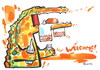 Cartoon: WELCOME! (small) by Kestutis tagged welcome,food,beware,crocodile,brot,bread,salz,salt,alcohol