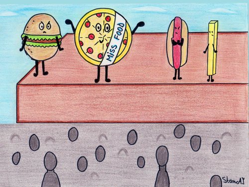 Cartoon: Miss food contest (medium) by coraline tagged pizzapitch