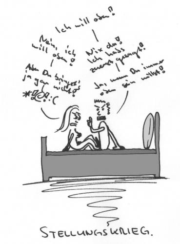 Cartoon: Stellungskrieg (medium) by al_sub tagged stellungskrieg,bett,beziehungen