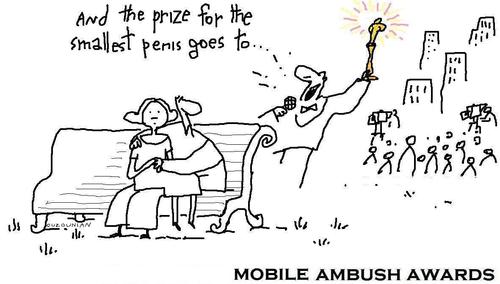 Cartoon: ambush award (medium) by ouzounian tagged awards,ceremonies,ambush,surprise,intrusion