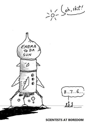 Cartoon: enemas and stuff (medium) by ouzounian tagged enemas,rockets,scientists,experiments,sun,space