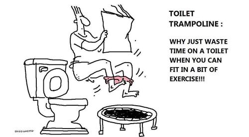 Cartoon: exercise and stuff (medium) by ouzounian tagged exercise,weightloss,diet,toilets,trampolines