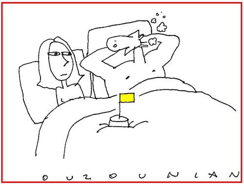 Cartoon: conquests and stuff (medium) by ouzounian tagged love,relationships,bed,women,men,conquest