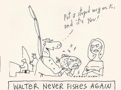 Cartoon: ouzounian (medium) by ouzounian tagged fishing,men,women,relationship,sport