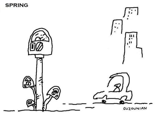 Cartoon: parking meters and stuff (medium) by ouzounian tagged parkingmeters,cars,parking