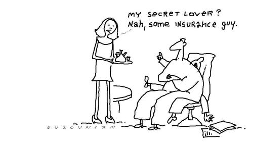 Cartoon: secret lovers and stuff (medium) by ouzounian tagged men,women,relationships,insurance