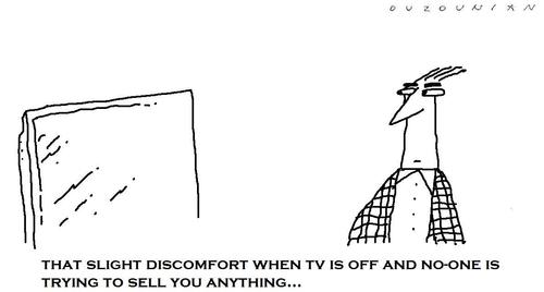 Cartoon: tv and stuff (medium) by ouzounian tagged television,commercials,advertising
