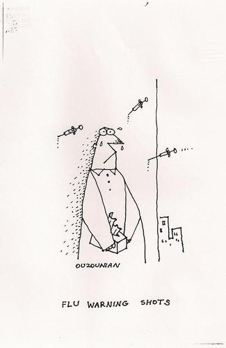 Cartoon: flu warning shots (medium) by ouzounian tagged flu,crime,medical