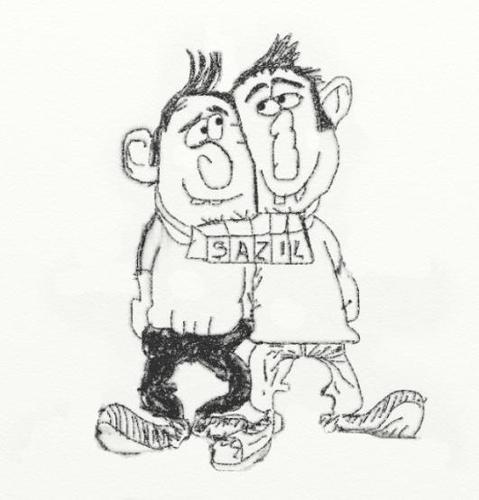 Cartoon: sazil (medium) by musa gültekin tagged gezmek,sarilma,sazil,dostluk