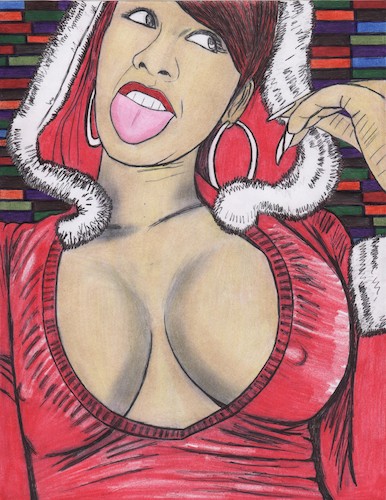 Cartoon: Cardi B (medium) by odinelpierrejunior tagged art,fashion,painting,drawing,graphic,design,illustration,artbasel,clothes,model,contemporary,portrait