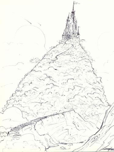 Cartoon: High Castle (medium) by James tagged art,castle,illustration,forest,drawing,fantasy,adventure