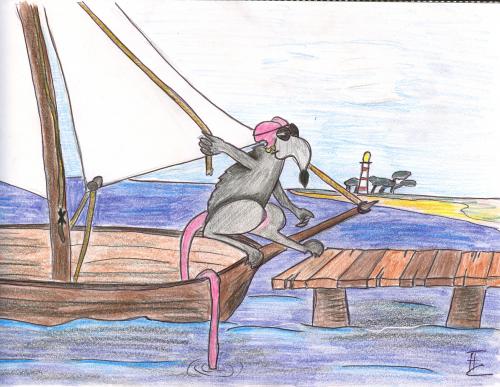 Cartoon: Wasserratte-Landratte (medium) by schwarzes schaf tagged ratte,piratte,rat,landratte,wasserratte