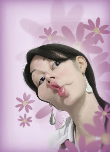 Cartoon: My Girlfriend (medium) by ilustraguga tagged digital,illustration,portrait