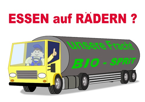 Cartoon: Essen auf Rädern (medium) by RiwiToons tagged essen,auf,rädern,biodiesel,biosprit,e10,umwelt,nahrungsmittel,biologisch,hungersnot,nahrungsmittelpreise,nahrungsmittelmangel,speise,mais,gerste,soja,umweltfrevel,transport,tanklaster,auto,lkw,lastkraftwagen,umweltsünde,profitgier,ernährung,grundnahrungsmittel,agrarwirtschaft,agrarpolitik,nahrungsmittelknappheit