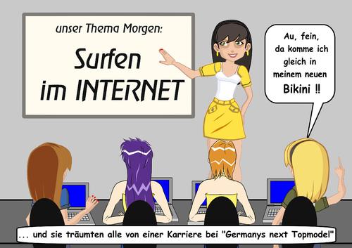 Cartoon: Traum vom Topmodel (medium) by RiwiToons tagged internet,blond,model,topmodel,surfen,bikini,neue,medien,computer,schule,lehrerin