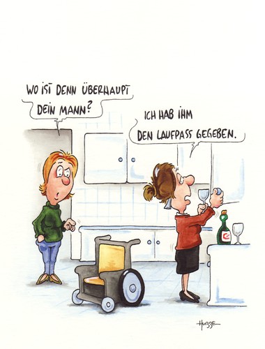 Cartoon: laufpass (medium) by ms rainer tagged mann,frau,rollstuhl