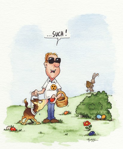 Cartoon: ostern (medium) by ms rainer tagged ostern,blind,blindenhund,ostereier