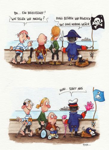 Cartoon: piraten (medium) by ms rainer tagged piraten,schiffe,behinderte