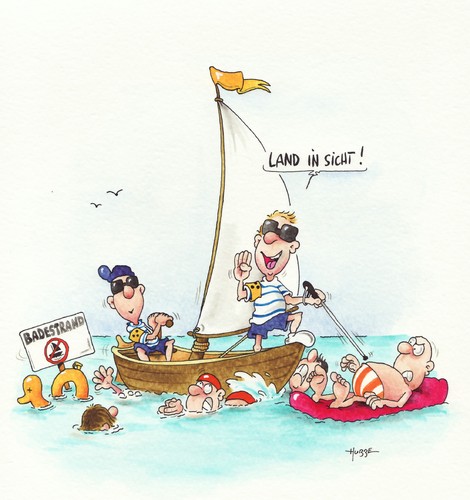 Cartoon: segeln blind (medium) by ms rainer tagged segeln,blind,baden,schwimmer