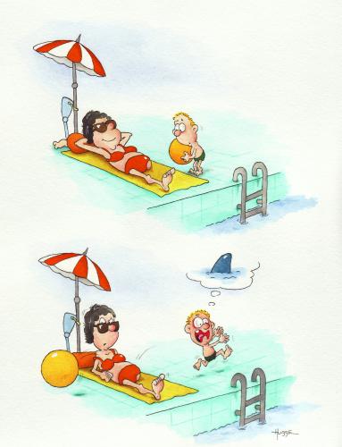 Cartoon: swimmingpool (medium) by ms rainer tagged swimmingpool,handicap,sonne,wasser
