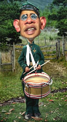 Cartoon: Drummer Boy (medium) by RodneyPike tagged president,barack,obama,art,caricature,humor,illustration,manipulation,photo,photomanipulation,photoshop,pike,rodney,rwpike,digital,graphic,celebrity,political,satire